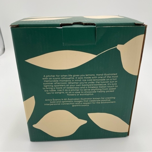 Make Lemon Pitcher Printed Water Vase Handle All True Fruit Cute Summer (NWT) - Picture 4 of 5